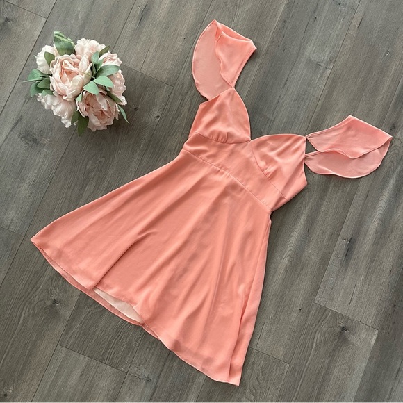 Revolve By the Way Peach Flutter Sleeve Dress - Picture 2 of 7